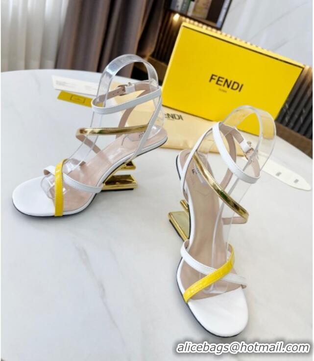 Low Cost Fendi First F Calfskin Strap Heel 8.5cm Sandals Gold 215100