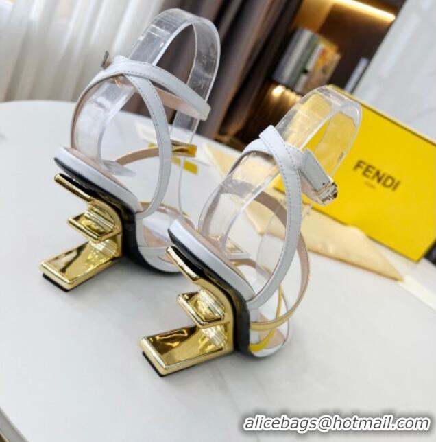 Discount Fendi First F Calfskin Strap Heel 8.5cm Sandals 0215101 Yellow