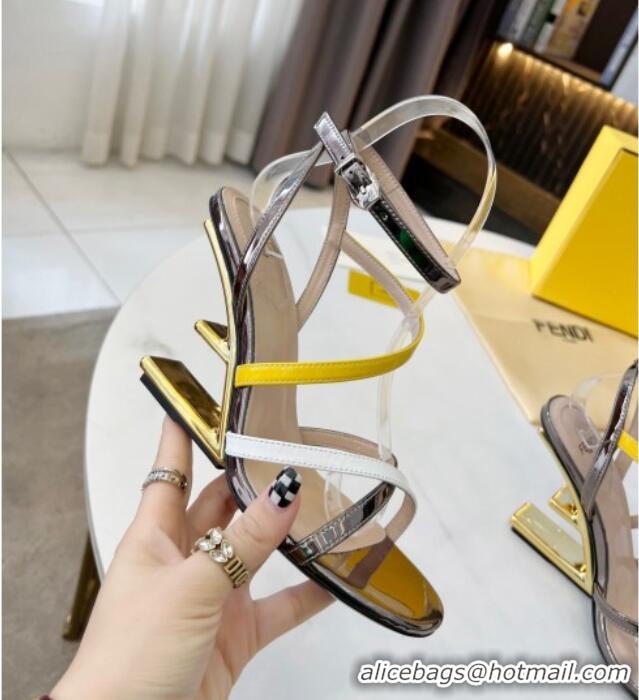 Discount Fendi First F Calfskin Strap Heel 8.5cm Sandals 0215101 Yellow