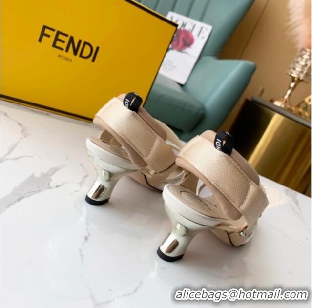 Best Design Fendi Colibrì Slingback Pumps 5.5cm in Black Mesh with Metal Stitches White 215103