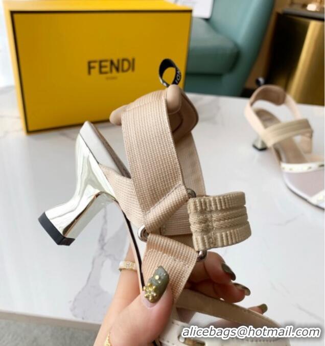 Best Design Fendi Colibrì Slingback Pumps 5.5cm in Black Mesh with Metal Stitches White 215103