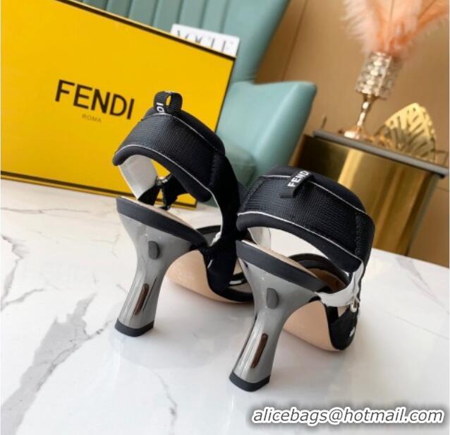 Best Luxury Fendi Colibrì Slingback Pumps 8.5cm in Black Mesh with Metal Stitches Black 215105