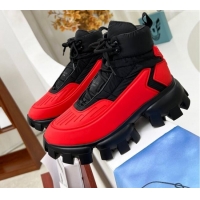 Unique Style Prada Cloudbust Thunder Sequin Sneakers/Ankle Boots 121724 Red/Black