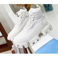 Good Looking Prada Cloudbust Thunder Sequin Sneakers/Ankle Boots 121726 All White