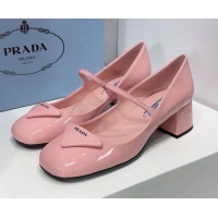 Super Quality Prada Patent Leather Mary Janes Pumps 5cm 011378 Pink