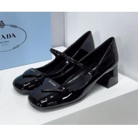 Top Quality Prada Patent Leather Mary Janes Pumps 5cm 011378 Black