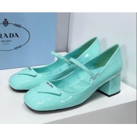 Trendy Design Prada Patent Leather Mary Janes Pumps 5cm 011378 Blue