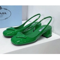 Good Product Prada Patent Leather Sling-back Pumps 011386 Green