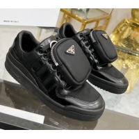 Best Product Prada x Adidas Silky Calfskin Sneakers with Pouch 011388 Black