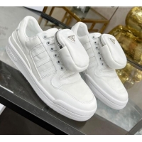 Unique Style Prada x Adidas Silky Calfskin Sneakers with Pouch 011388 White