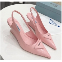 Top Quality Prada Brush Leather Slingback Pumps 6.5cm Pink 011404