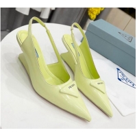 Top Grade Prada Brush Leather Slingback Pumps 6.5cm Yellow 011407