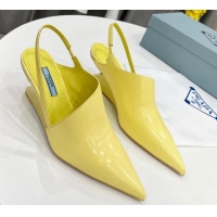 Trendy Design Prada Brush Leather Slingback Pumps 6.5cm Yellow 011418