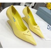 Perfect Prada Brush Leather Pumps 6.5cm Yellow 011424