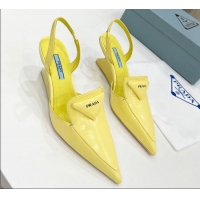 Sophisticated Prada Brush Leather Slingback Pumps 6.5cm 011432 Yellow