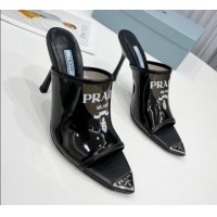 Luxury Prada TPU Rubber High Heel Mules 10cm 021643 Black