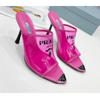 Good Quality Prada TPU Rubber High Heel Mules 10cm 021643 Pink