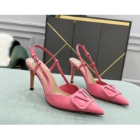 Best Price Valentino VLOGO SIGNATURE Patent Leather Slingback Pump with 8cm Heel Pink 105060