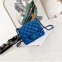 Pretty Style Chanel Flap Lambskin Shoulder Bag 1115 Electro optic blue