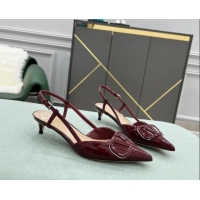 Most Popular Valentino VLOGO SIGNATURE Patent Leather Slingback Pump with 4cm Heel Burgundy 0106061