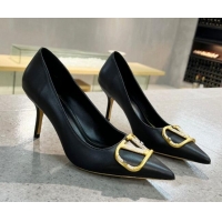 Best Price Valentino VLOGO SIGNATURE Calfskin Pump with 8cm Heel Black 0106063