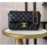 Good Product Chanel classic handbag Lambskin &Imitation Pearls& gold Metal AS1740 black