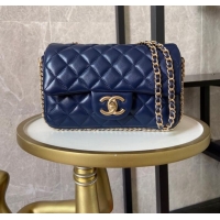 Pretty Style Chanel classic handbag Lambskin &Imitation Pearls& gold Metal AS1740 blue