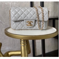 Inexpensive Chanel classic handbag Lambskin &Imitation Pearls& gold Metal AS1740 light gray