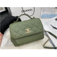 Modern Classic Chanel small flap bag Calfskin & Gold-Tone Metal A93749 green