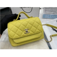 Market Sells Chanel small flap bag Calfskin & Gold-Tone Metal A93749 lemon