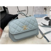 Top Quality Chanel small flap bag Calfskin & Gold-Tone Metal A93749 sky blue