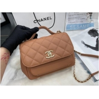 Classic Chanel small flap bag Calfskin & Gold-Tone Metal A93749 brown