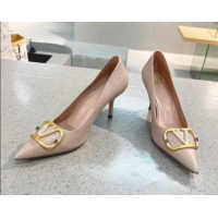 Perfect Valentino VLOGO SIGNATURE Calfskin Pump with 8cm Heel Nude 0106066