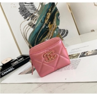 Well Crafted Chanel 19 Zip Card bag 82086 Pearl pink