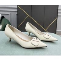 Low Price Valentino VLOGO SIGNATURE Patent Leather Pump with 4cm Heel White 0107061