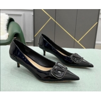 Hot Style Valentino VLOGO SIGNATURE Patent Leather Pump with 4cm Heel Black 0107064