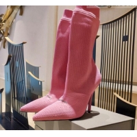 Perfect Balenciaga Knit Mid-Half Boots 9cm 121331 Pink