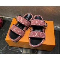 Charming Louis Vuitton Jumbo Monogram Velvet Flatform Slide Sandals Pink 121674