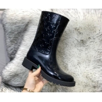 Top Design Louis Vuitton Drops Rubber Flat Half Boots Black