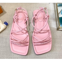 Top Quality Louis Vuitton Nova Lambskin Strap Flat Sandals 121691 Pink