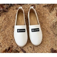 Top Quality Louis Vuitton Logo Patch Canvas Espadrilles 121743 Chalk White