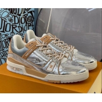 Top Quality Louis Vuitton LV Trainer Sneakers 121778 Silver/Beige