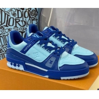 Discount Design Louis Vuitton LV Trainer Leather Sneakers 121785 Blue