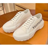 Unique Grade Louis Vuitton LV Squad Canvas and Leather Low-top Sneakers 121807 White