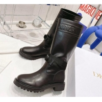 Low Price Dior D-Major Calf-High Boots in Black Embossed Calfskin 121528