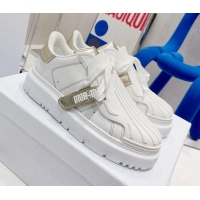 Good Product Dior DIOR-ID Sneakers in White Calfskin and Gold-Tone Laminate 121532