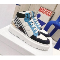 Affordable Price Dior D-Player Boot Sneakers in Quilted Nylon Blue Multicolor 121536