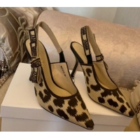 Perfect Dior J'Adior Slingback Pumps 9.5cm in Beige Multicolor Mizza Embroidered Cotton 121553