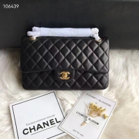 New Discount Chanel Quilted Lambskin Flap Bag A35202 Black/Gold