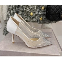 Perfect Jimmy Choo Crystal Mesh Pumps 8.5cm 121665 White